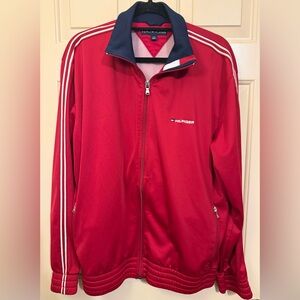 Tommy Hilfiger Vintage Red Lightweight Track Jacket with Navy Trim